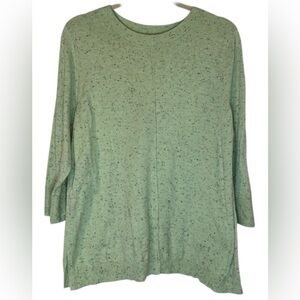 J. Jill Green Confetti Crewneck Lightweight Sweater